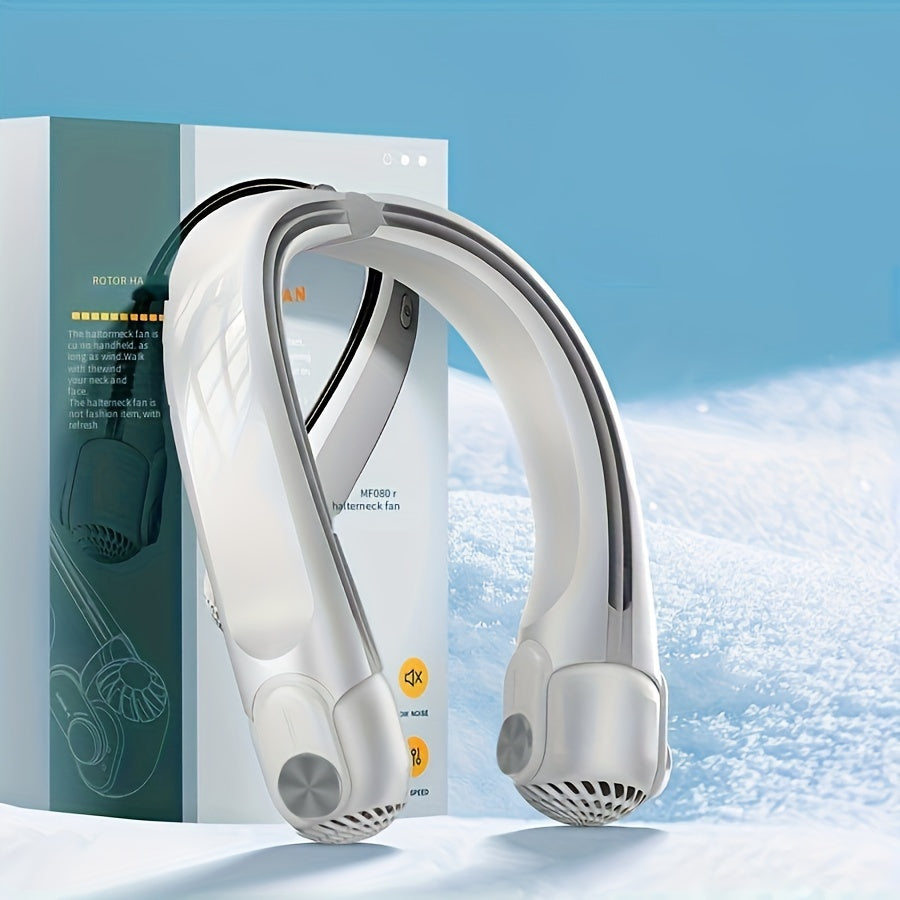 Portable Wearable Neck Fan with Adjustable Tilt Rotor, USB Charging, Silent Operation