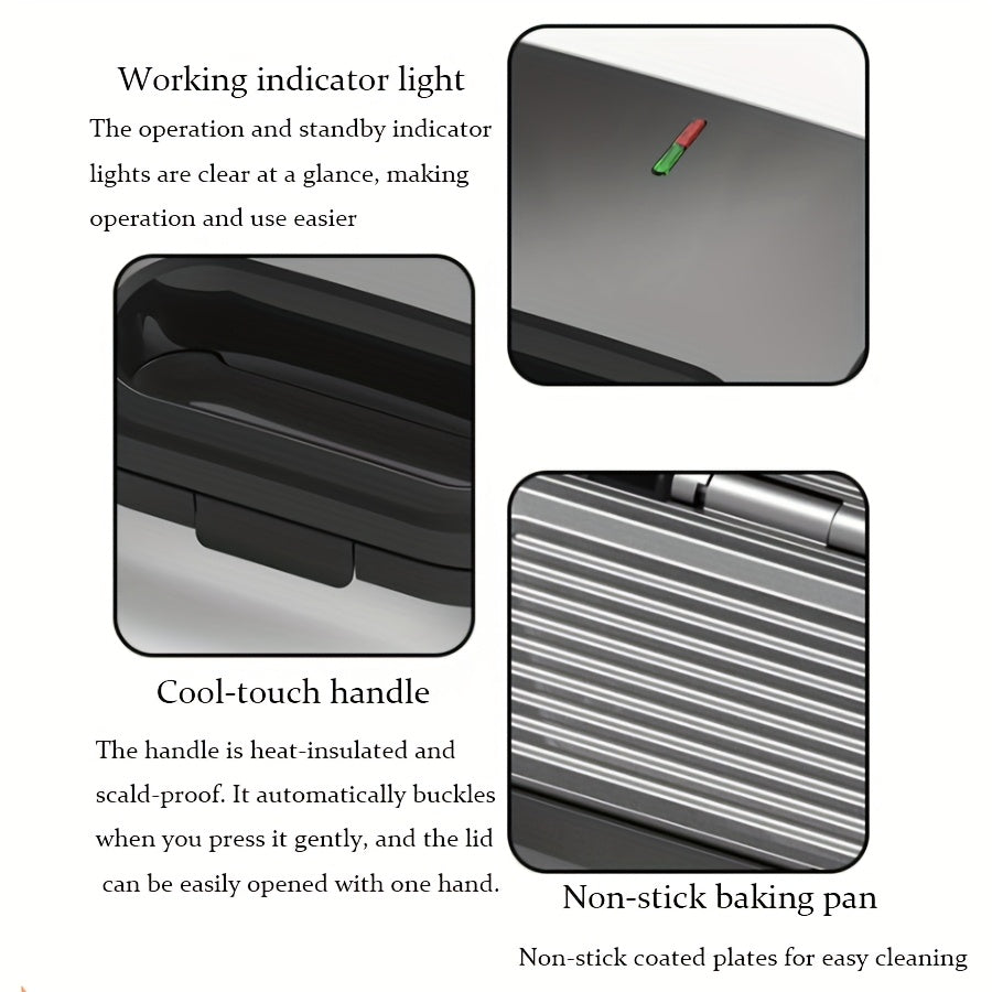 Double-Sided Electric Pancake Maker Non-Stick Grill Plates Ergonomic Handle