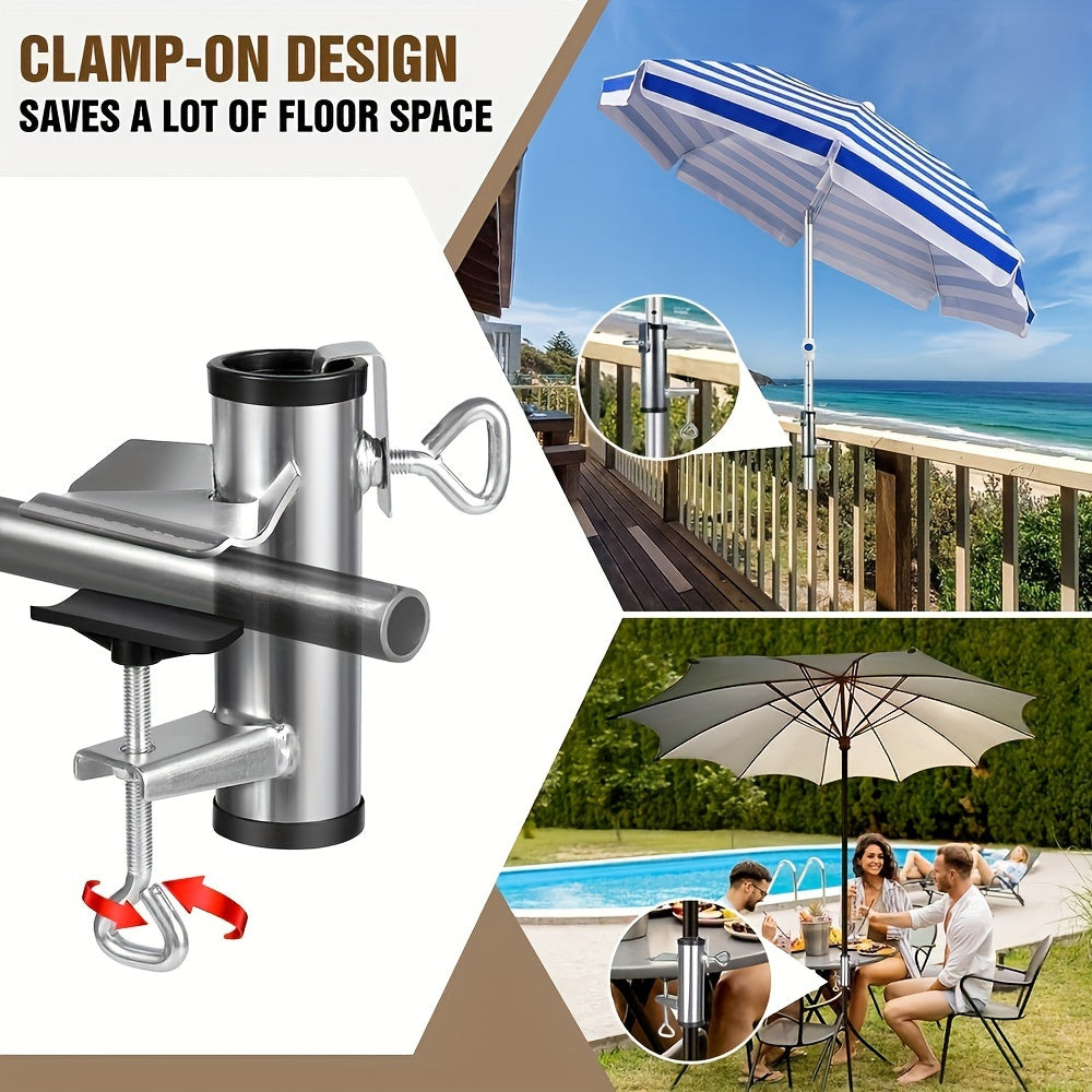 Stainless Steel Outdoor Umbrella Holder Clamp for Railing Fence Boat Pole