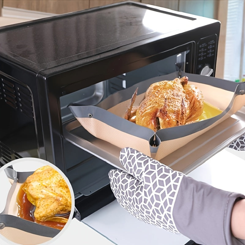 Oven aksessuarlari uchun silikon mat, non, makaron, pechenye va tovuq pishirish uchun ideal. Oson tozalanadi.
