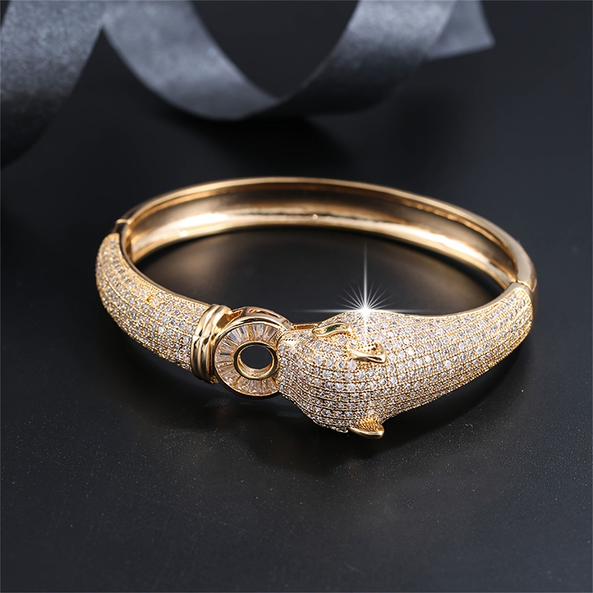 Women's Leopard Head Bracelet with Synthetic Zirconia Stones for Formal Events