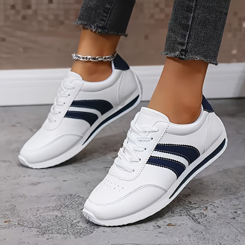 Women's Lightweight Sneakers Non-Slip Cushioned Walking Shoes Blue and White