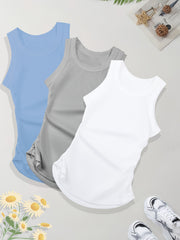 Women's Sleeveless Tank Tops Set 95% Polyester 5% Spandex for Summer Workout Casual Black Gray Red