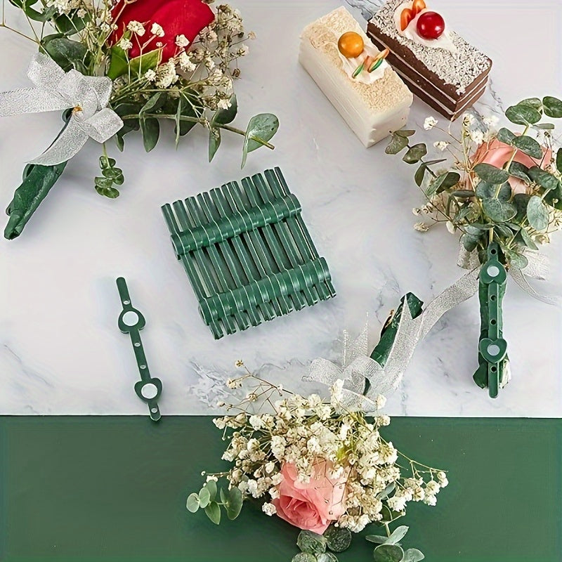 To'y uchun 15 ta yashil gulli boutonnier magnetlar to'plami, korsetlar va aksessuarlar uchun