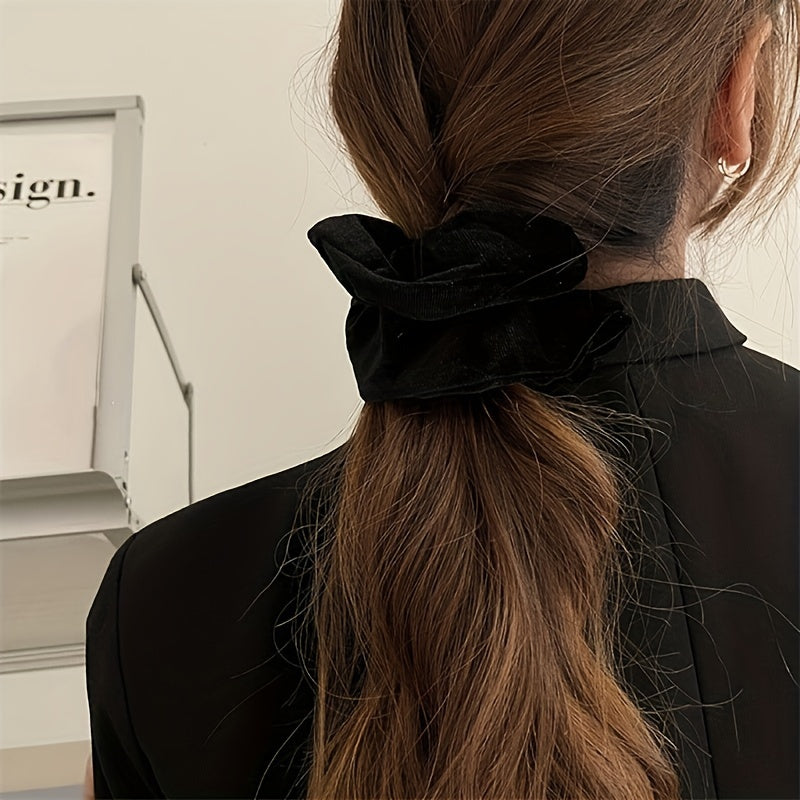 Set of 4 Velvet Scrunchies for Women in Beige Brown Black Hair Accessories