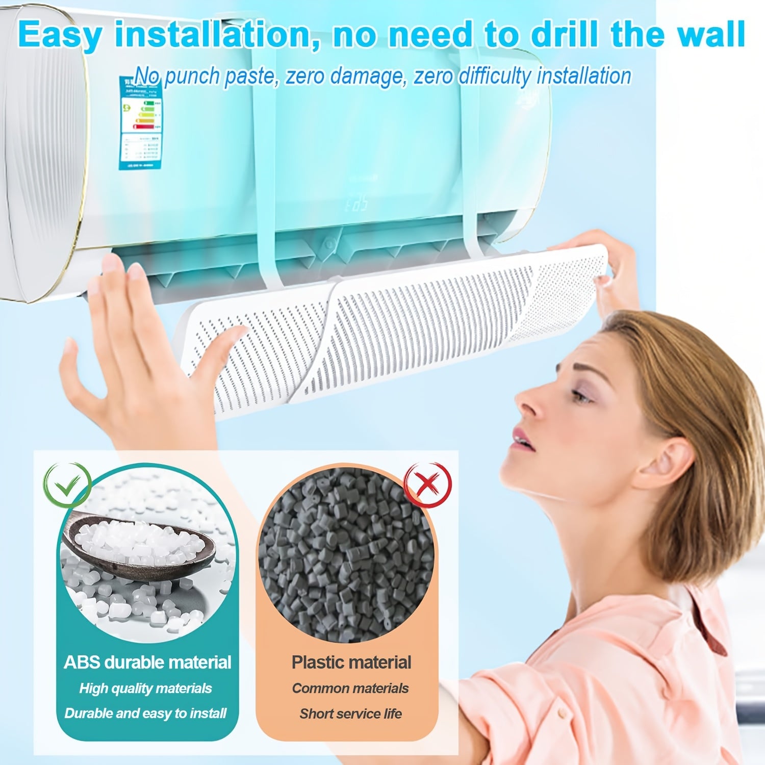 Adjustable 180° Rotating Air Conditioner Deflector for Home and Office Cool Indoor Airflow Plastic