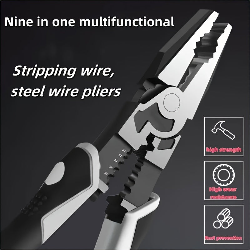 Alicates industriales multifunción de 9 pulgadas, acero cromo vanadio, herramienta para electricista, cortadores de alambre, pelacables