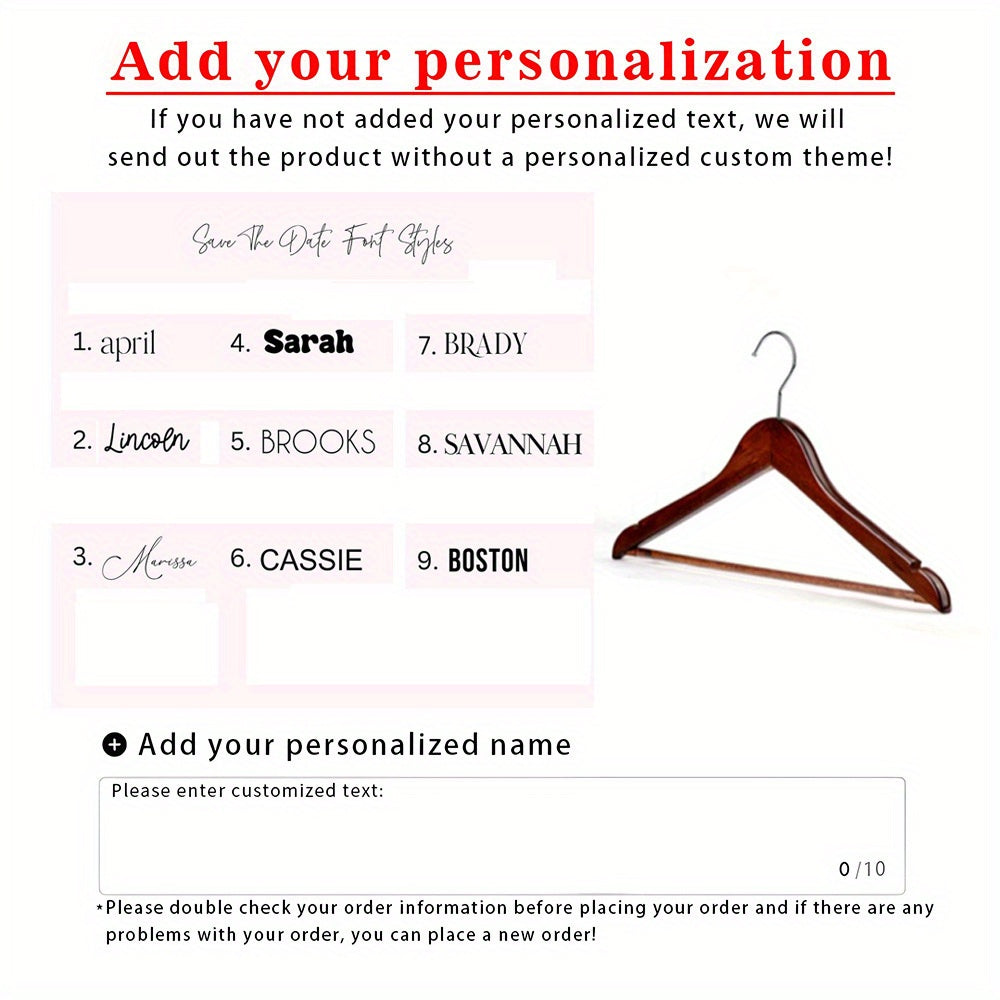 Personalized Wooden Hanger for Women Bridesmaid Dress White Wedding Accessory