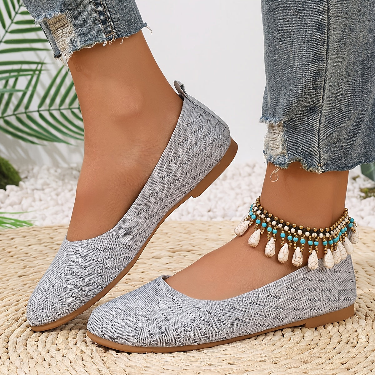 Women's Red Mary Jane Flats Casual Slip-On Shoes with TPR Sole