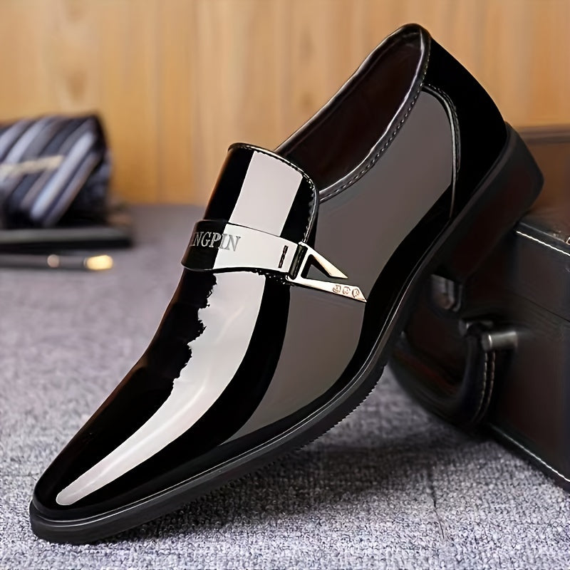 Men's Non-Slip PU Dress Shoes for Casual All-Season with Pointed Toe