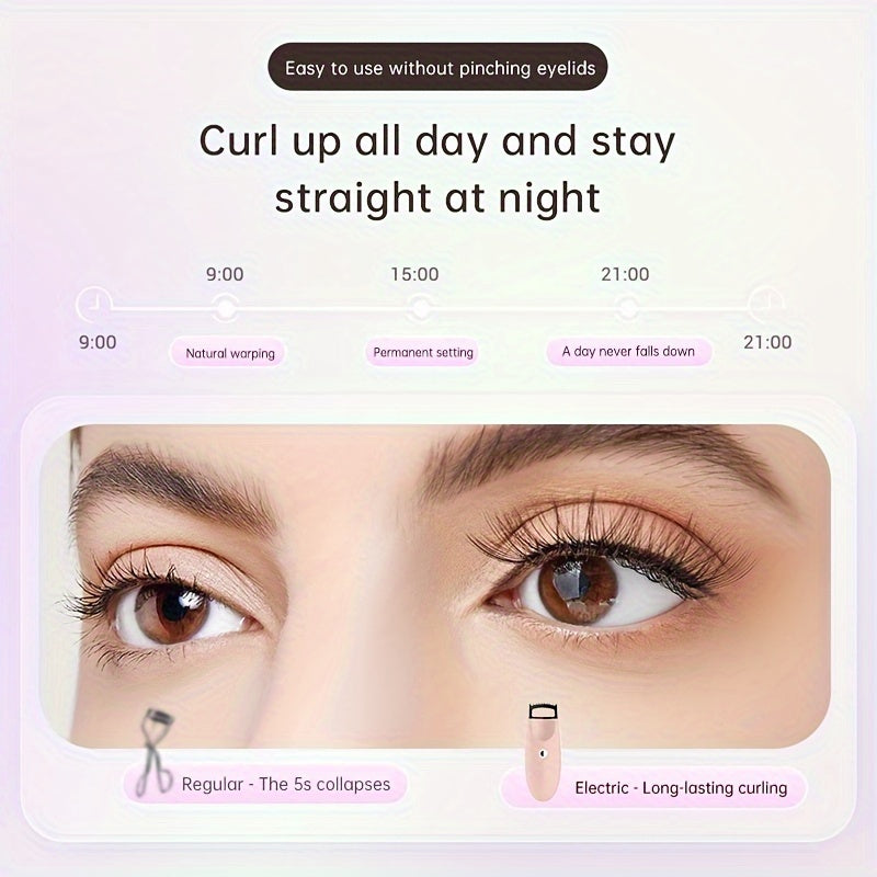 USB Rechargeable Eyelash Curler with Fast Heating Compact Design Long-Lasting Battery