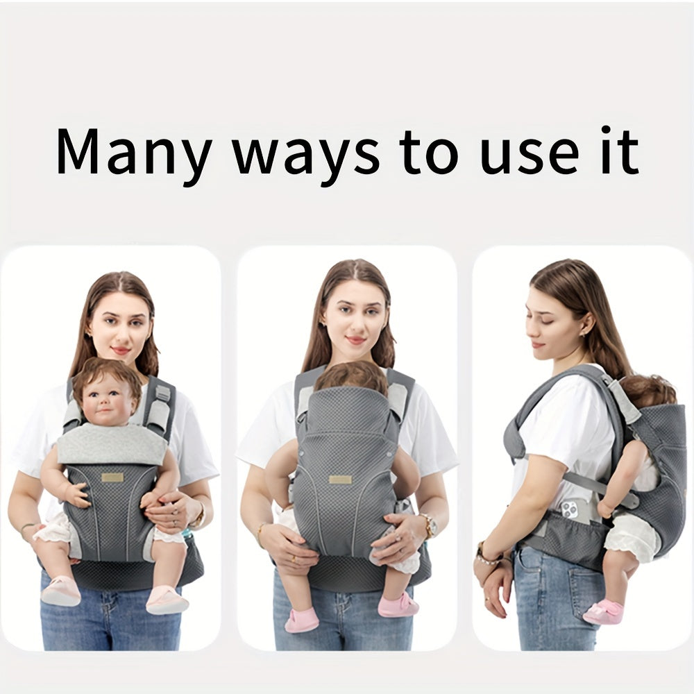 Baby Carrier for Infants and Toddlers 0-48 Months Breathable Polyester Adjustable Black Grey