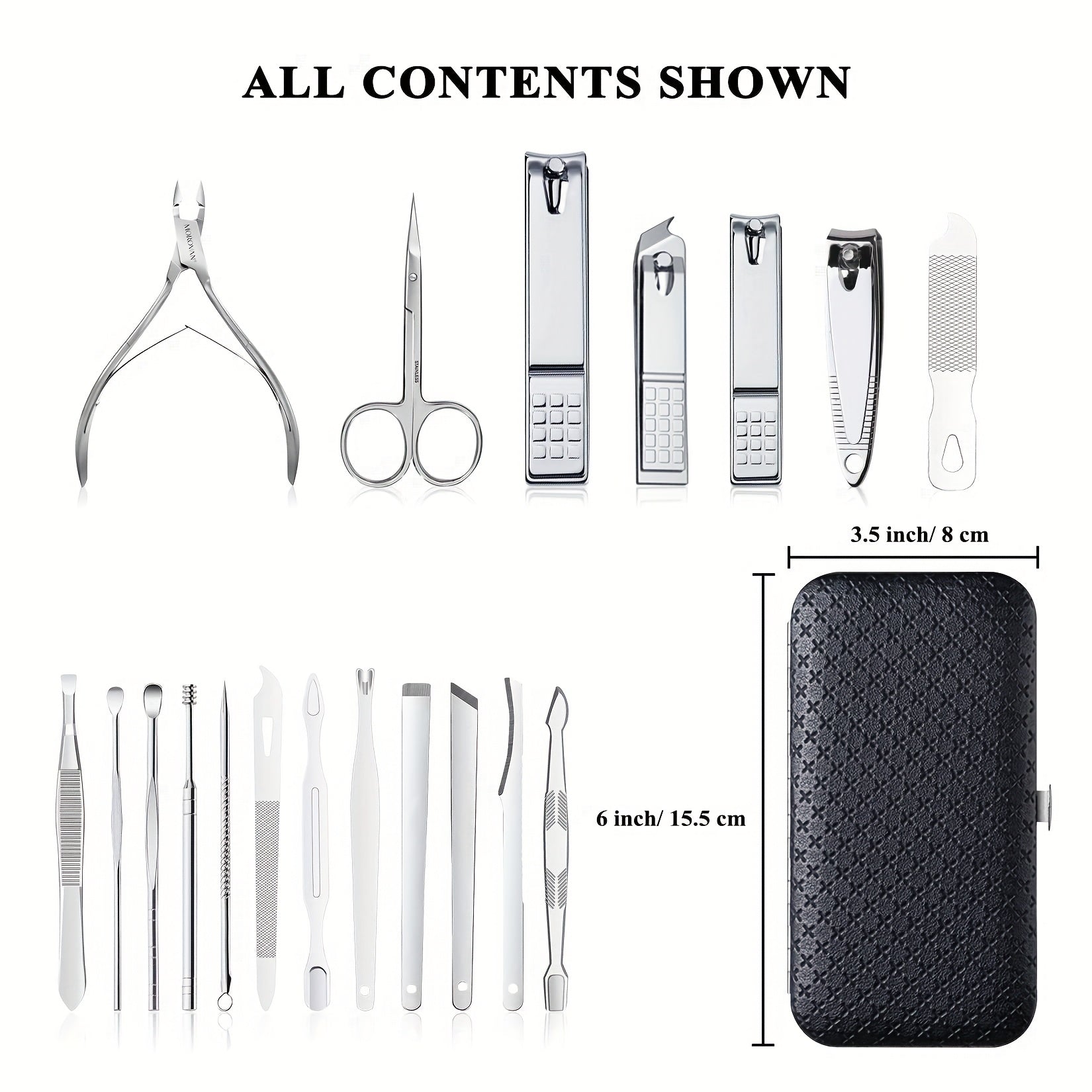 16/19pcs Stainless Steel Manicure Set for Men and Women Travel with Storage Case
