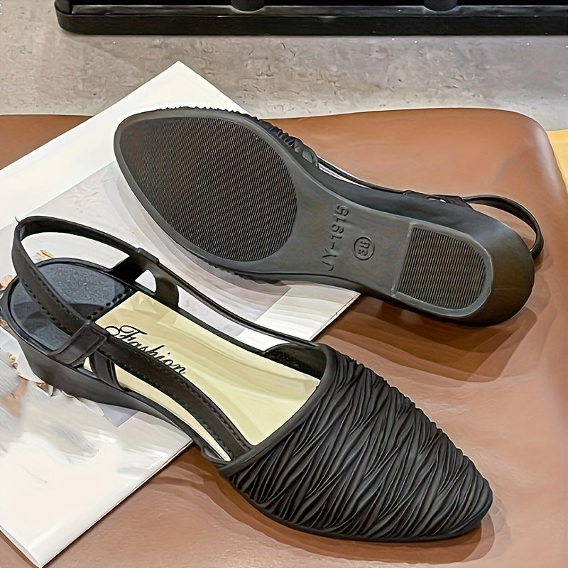 Women's Wedge Heel Shoes Casual Point Toe Slip-On Ankle Strap Shoes