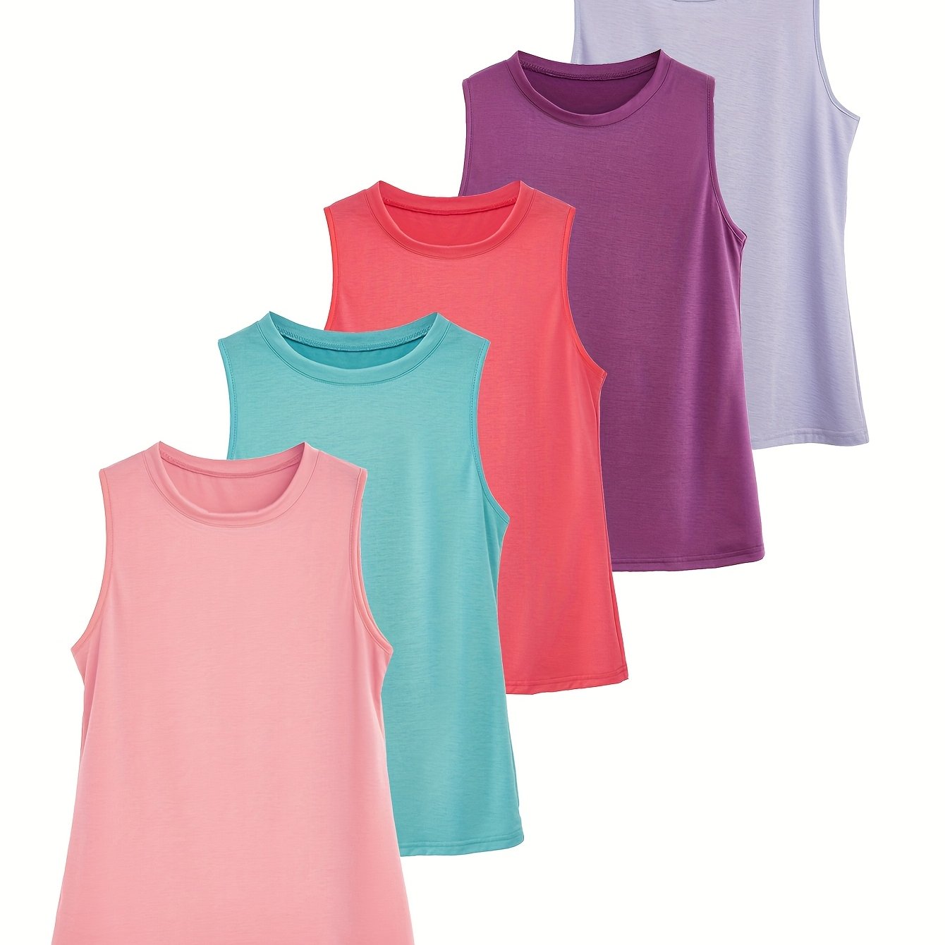 Women Plus Size Sleeveless Tank Tops Breathable Summer Casual Fitness Pack of 5