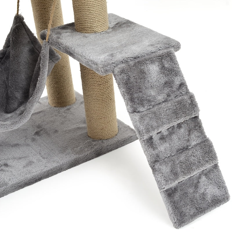 Multi-Level Cat Tree with Enclosed House Sisal Rope Scratching Posts Plush Platforms