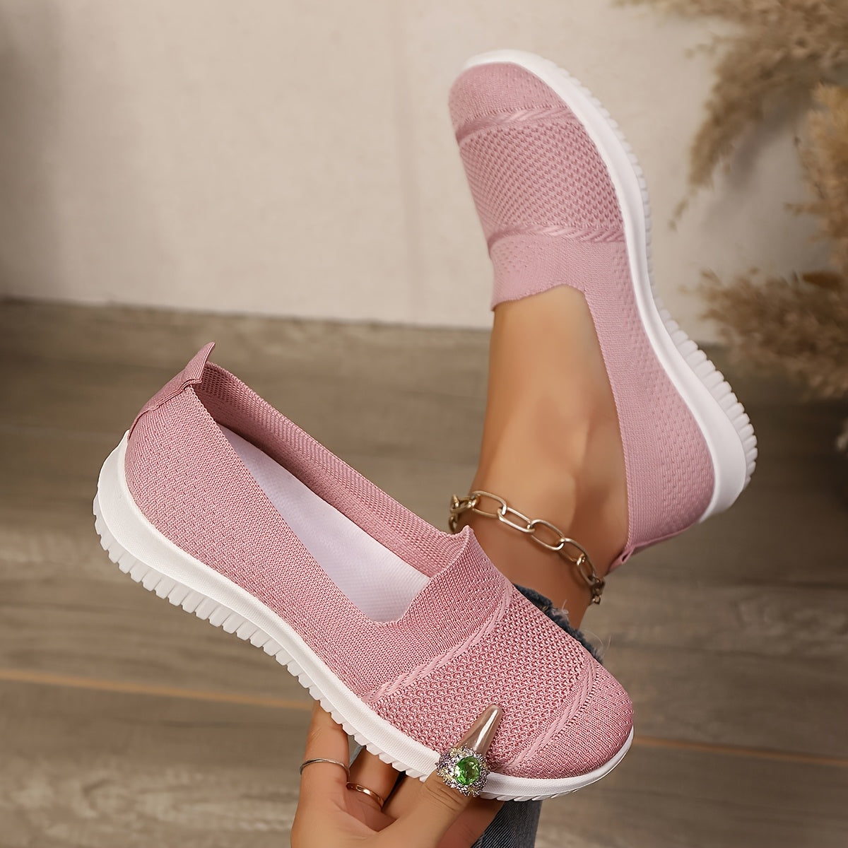 Zapatillas casuales para mujer sin cordones, ligeras y transpirables, zapatos planos