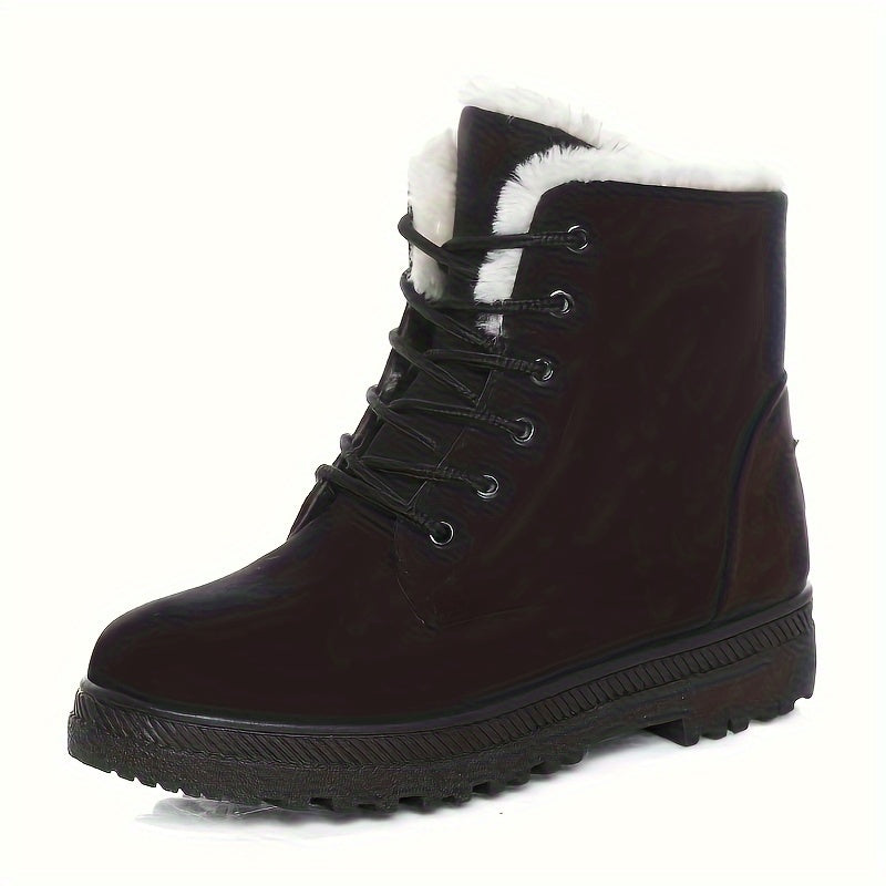 Women's Winter Boots Slip-Resistant Outsole Lace-Up Ankle Shoes Burgundy Black Blue Gray