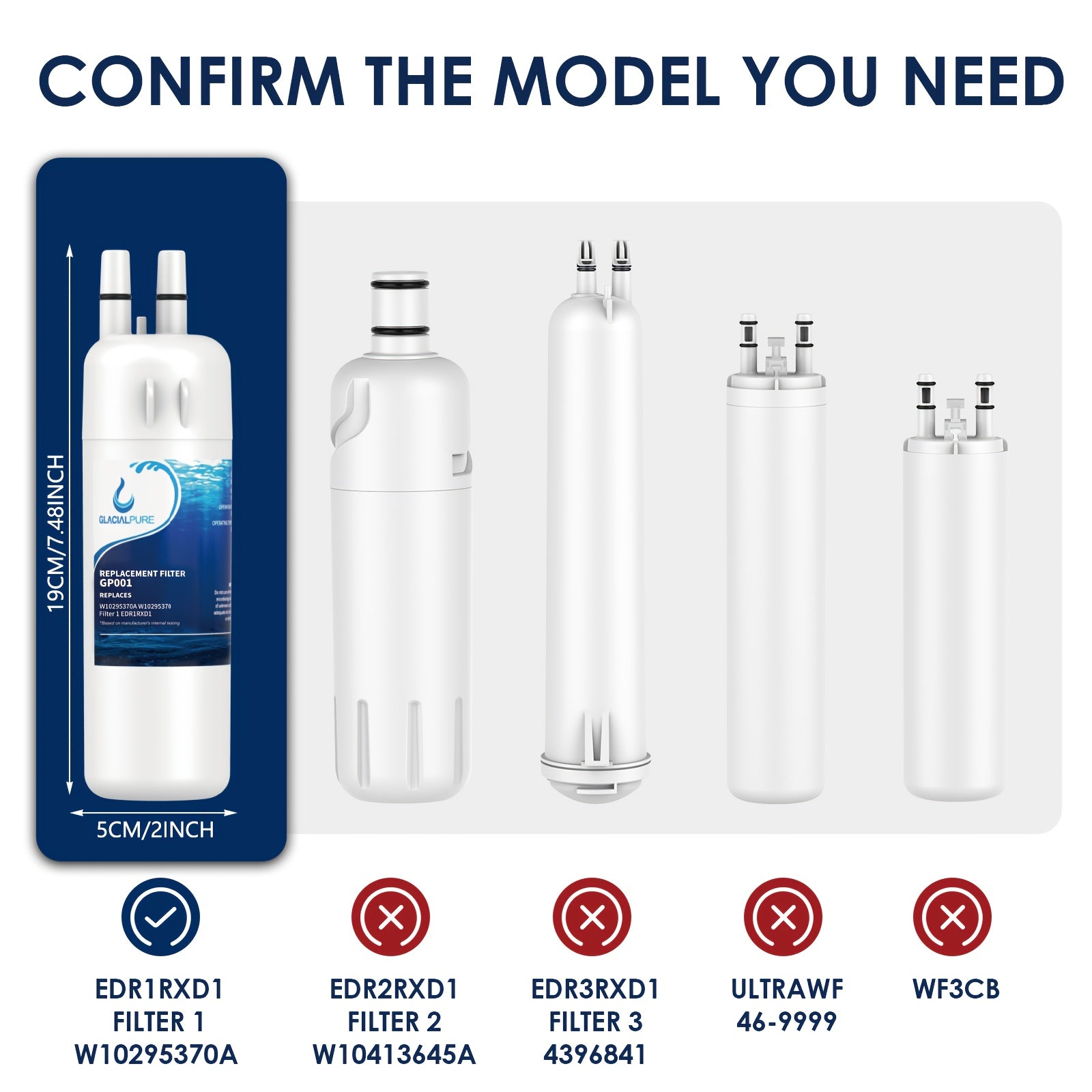 2 Pack Refrigerator Water Filters 757 L Compatible W10295370A