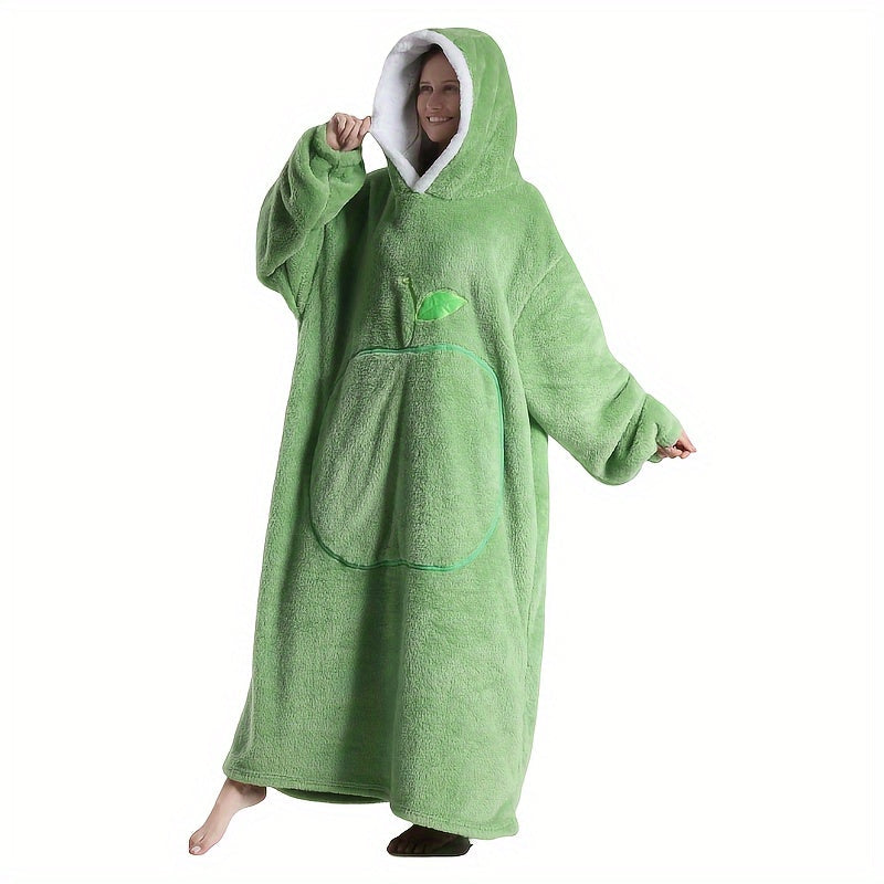 "Fransuzcha ilhomlangan dizayni bilan katta kapüşonli ko'ylak, zamonaviy olma cho'ntagi - kattalar va o'smirlar uchun qulay, issiq to'qilgan polyester tashqi kiyim - faqat qo'l bilan yuvish, aralash meva mavzusi"