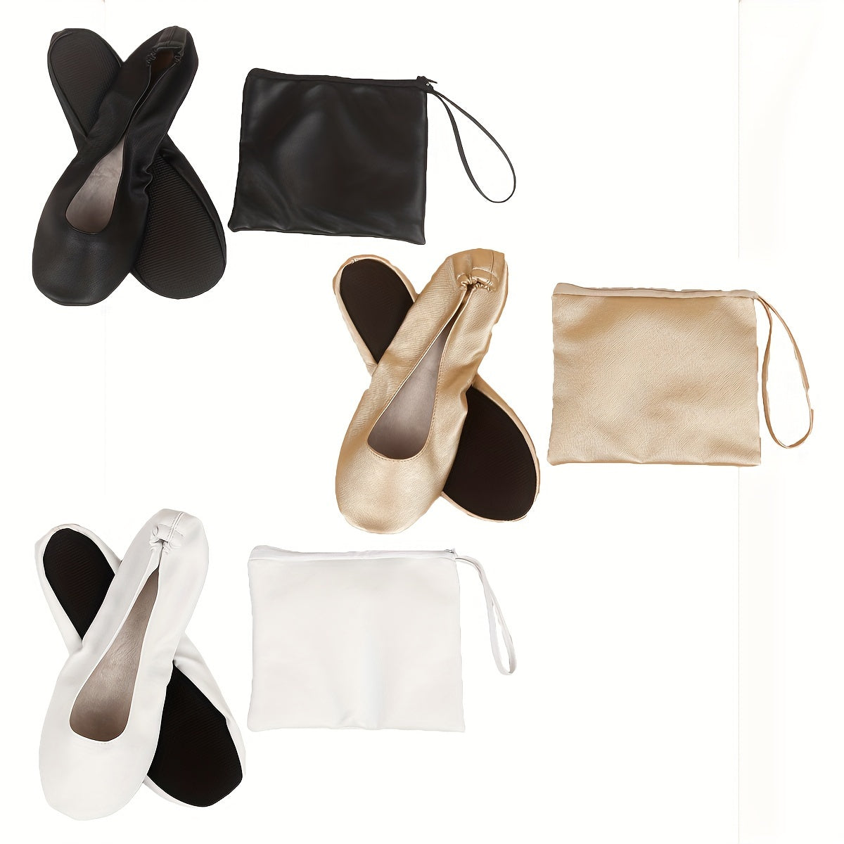 Zapatos de baile suaves, ligeros y plegables para interior con patrón de cruz en negro para mujer