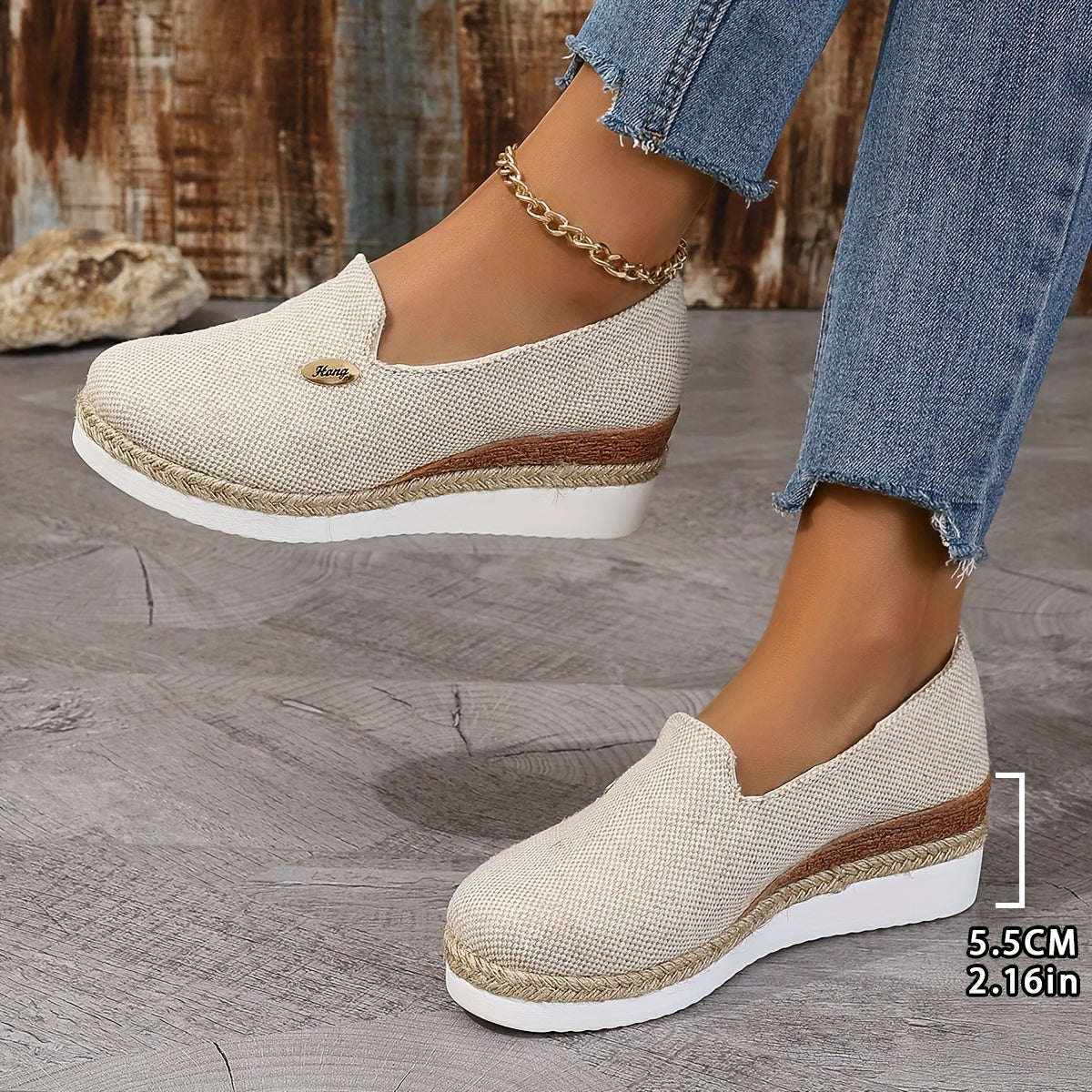 Plus Size Women's Slip-On Loafers With Cushioned Sole and Breathable Fabric