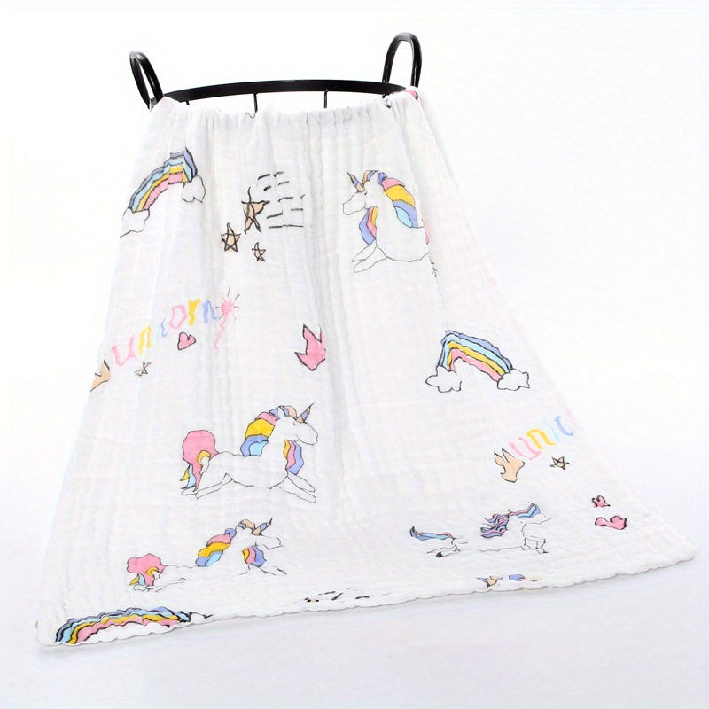 Soft and Cozy 6-Layer Gauze Swaddle Blanket with Cartoon Design in Vibrant Colors