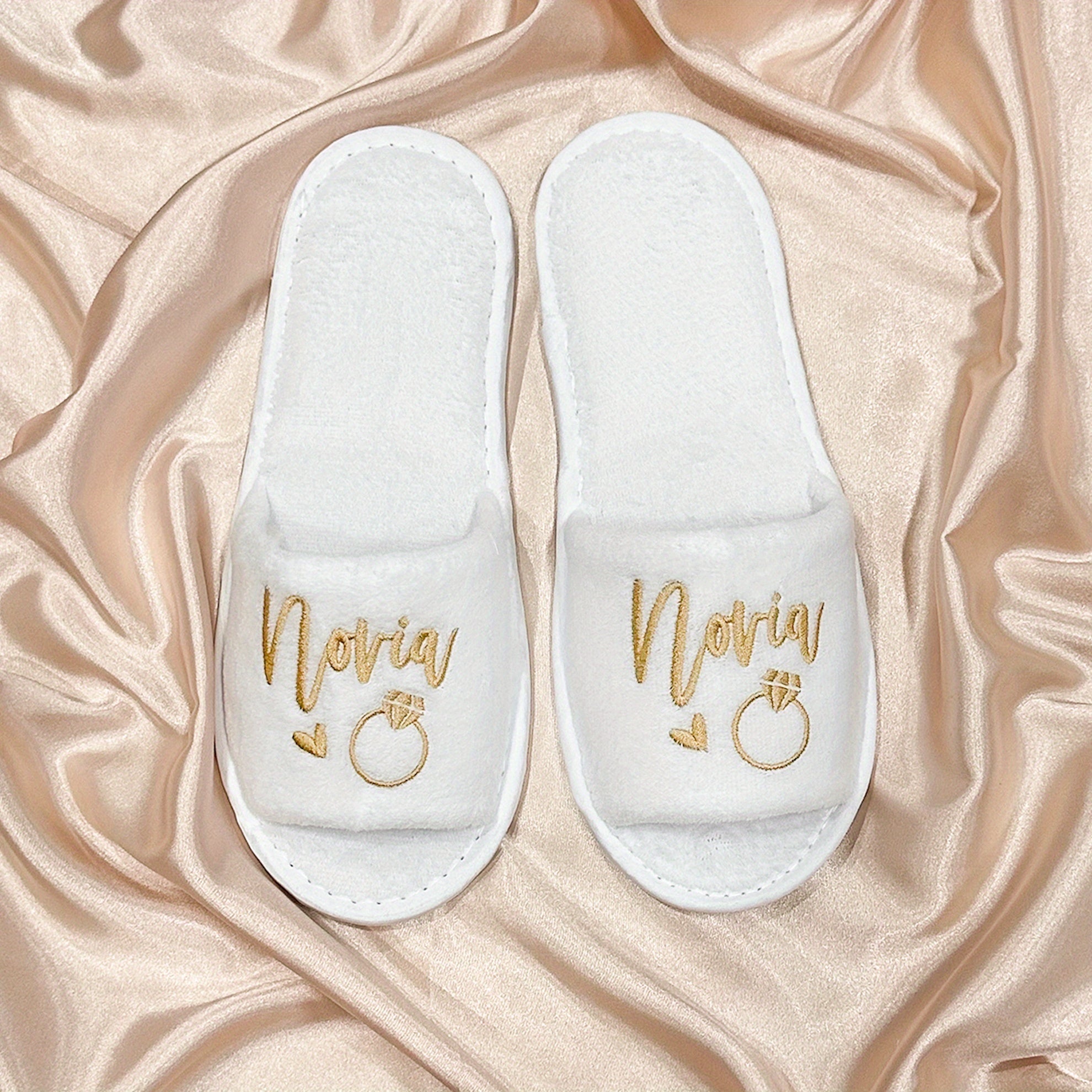 Women's Embroidered Slip-On Slippers EVA Sole Indoor Outdoor Wedding Bridesmaid