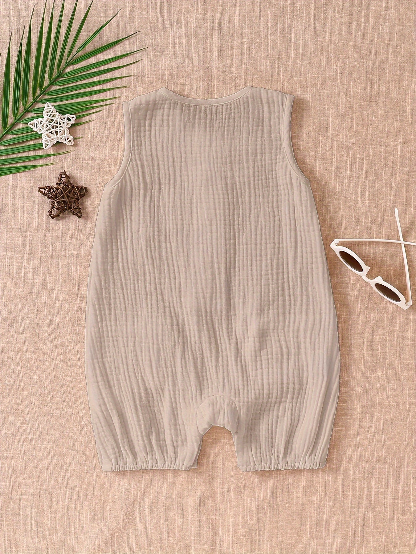 Baby Girl White Sleeveless Vest and Cotton Jumpsuit Set for Summer