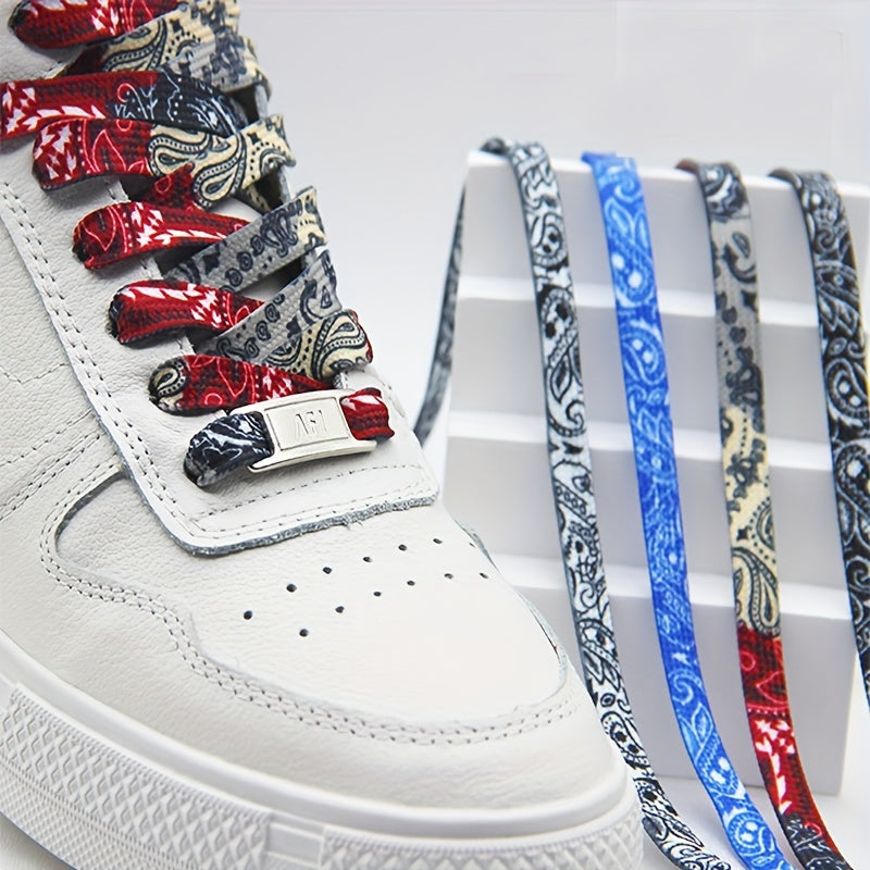 Unisex Flat Shoelaces with Decorative Buckles for Canvas and Sports Shoes