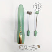Electric Milk Frother and Whisk Stainless Steel 3-Speed Rechargeable for Coffee