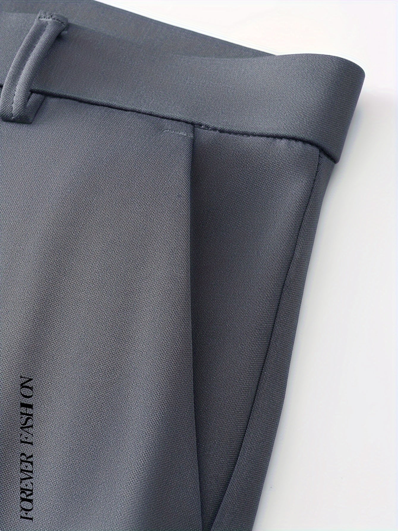 Pantalones de vestir negros para hombre de corte ajustado con emblema de pájaro, poliéster y spandex para negocios informales