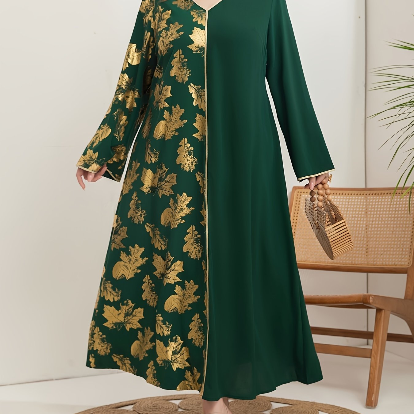 Women's V-Neck Tunic Dress Polyester All-Season Woven Slight Stretch