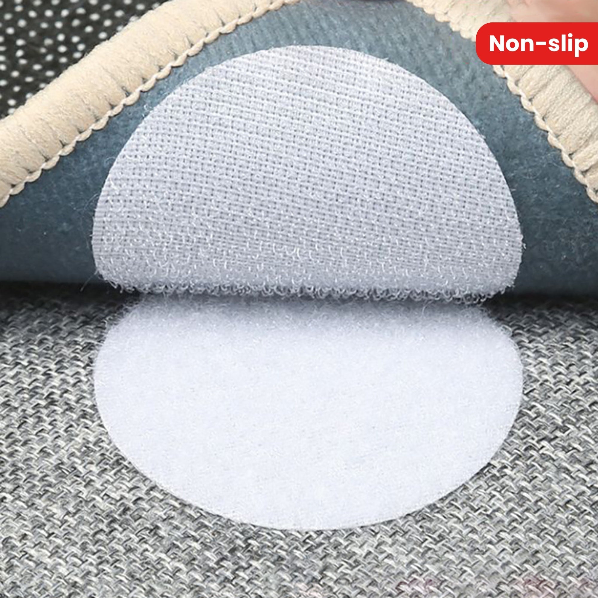 Set of 10 Non-Slip Rug and Sofa Stickers with Adhesive Hook and Loop for Carpets and Furniture
