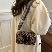Leopard Print PU Crossbody Bag with Detachable Strap Dark Brown Small Shoulder Bag