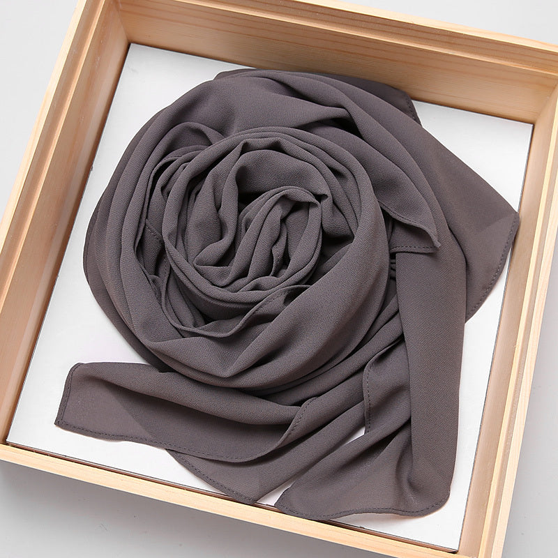 Women's Chiffon Hijab Scarf Long Shawl Lightweight Hair Wrap Solid Color