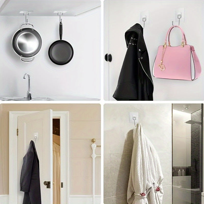 Large Stainless Steel Adhesive Hooks Waterproof Rust-Resistant for Kitchen Bathroom Home Office