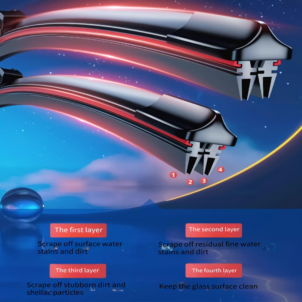 Limpiaparabrisas de coche premium con gancho en forma de U, 4 tiras de goma, silencioso y duradero