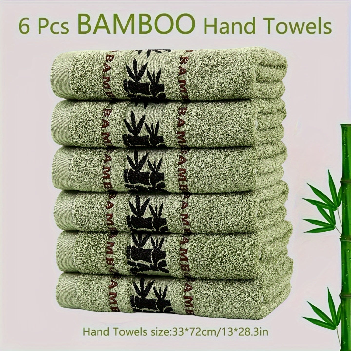 6-Piece Bamboo Fiber Towel Set Soft Quick-Dry Absorbent for Home Gym Bathroom