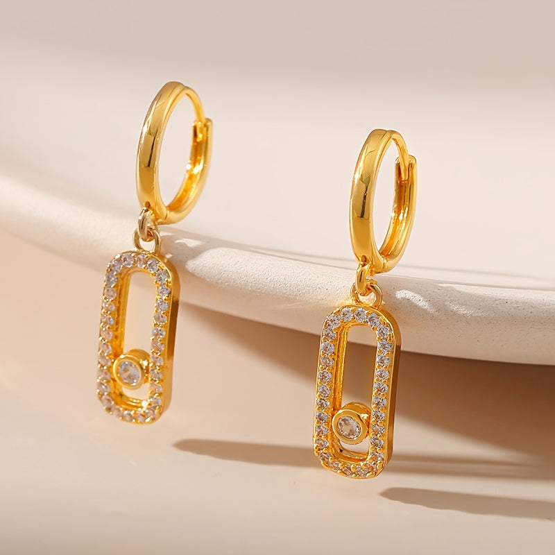 Geometric Paperclip Pendant Necklace with Cubic Zirconia for Weddings and Parties