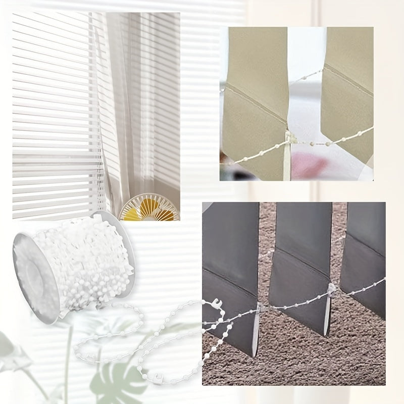 White Plastic Beaded Curtain Chains 12M Long Window Treatment Hardware