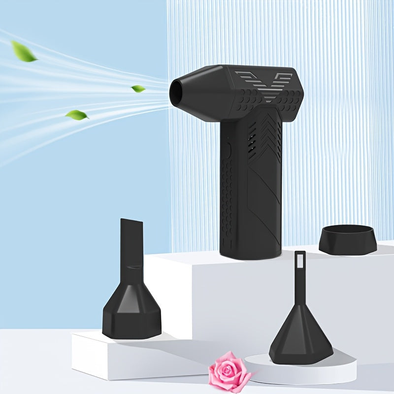 USB bilan quvvatlanadigan batareyaga ega portativ mini turbo jet ventilyator, bir nechta burunlar bilan