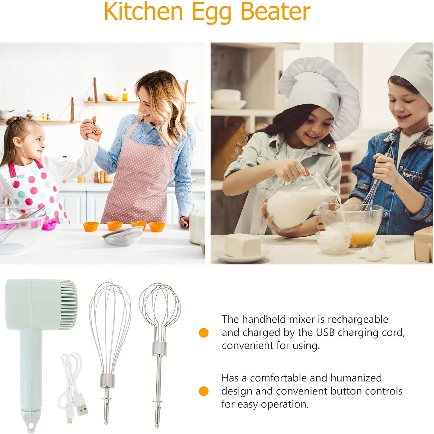 Multifunctional Electric Garlic Masher and Egg Beater Set Rechargeable