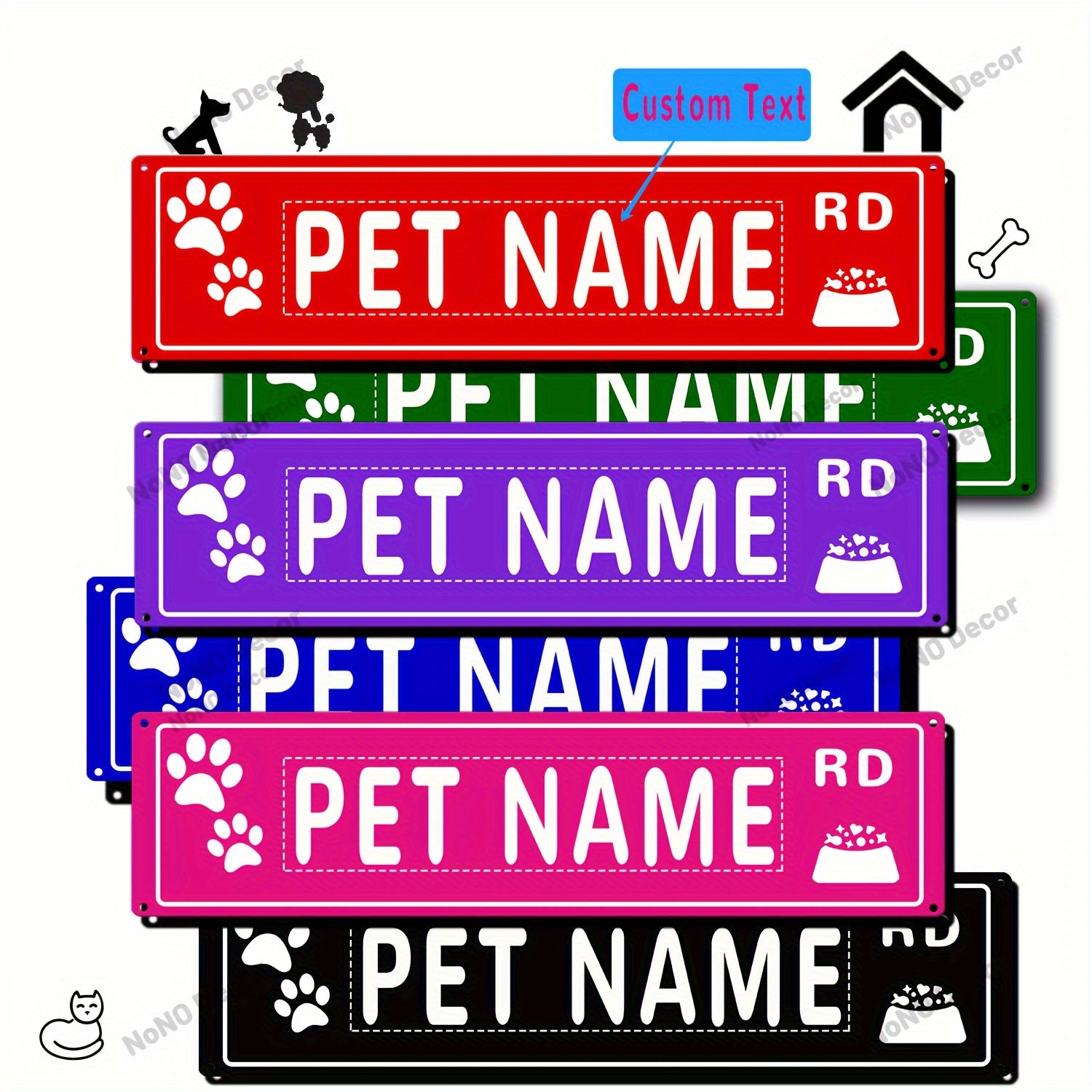 Cartel de lata de metal vintage con huellas de patas, decoración de pared con nombre personalizado de mascota, 40.64x10.16 cm