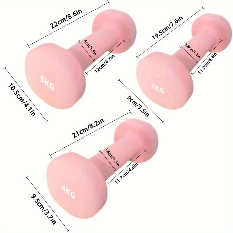 Uy uchun sport zali uchun 2kg qumtaxta temir dumbbell, pushti, ko'k, qora, fitnes uskunalari
