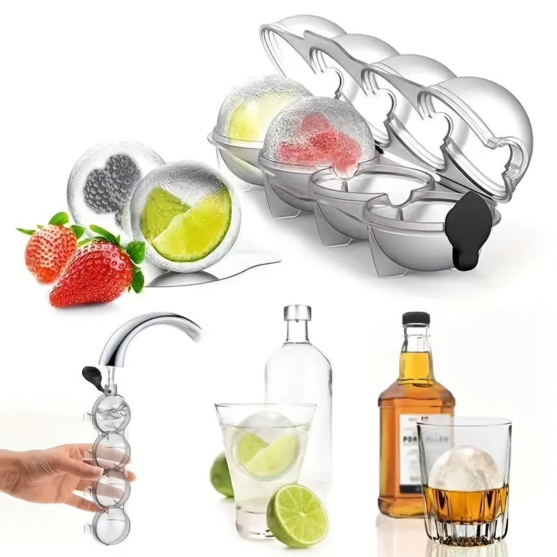 4-Sphere Ice Ball Maker Plastic Mold for Whiskey and Cocktails