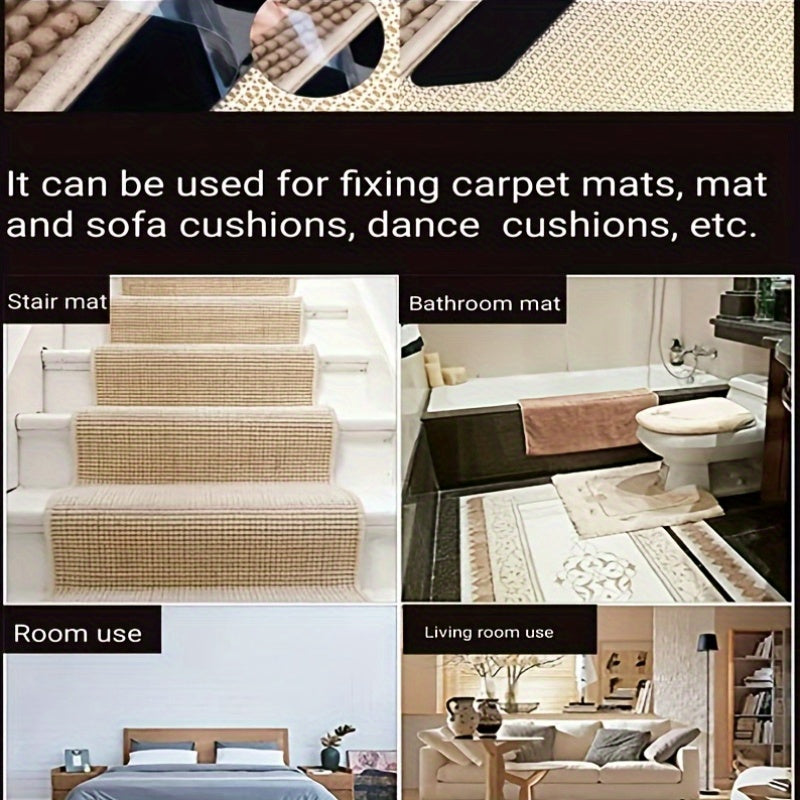 4-Pack Non-Slip Carpet Grippers 12.7x12.7cm Self-Adhesive Anti-Curling Tapes