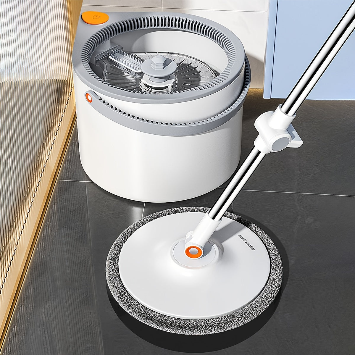 Spin Mop and Bucket System with Microfiber Pads and 3 Mop Heads