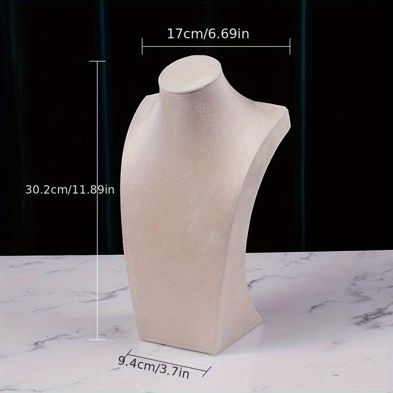 Zargarlik buyumlarini namoyish qilish uchun taqinchoqlar va zanjirlar uchun stand, guruch rangli velvettan tayyorlangan, H-shaklidagi portret modeli