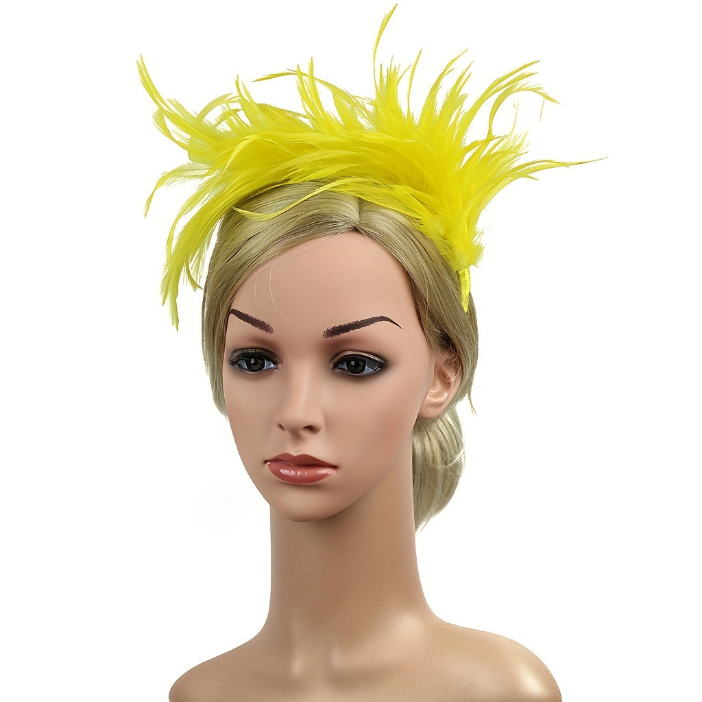 Faux Feather Headband Fascinator for Women Carnival Costume Hair Accessory